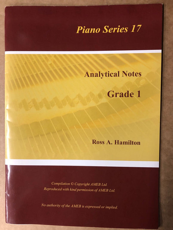 AMEB Piano Series 17 Analytical Notes: Grade 1 (Last 1)